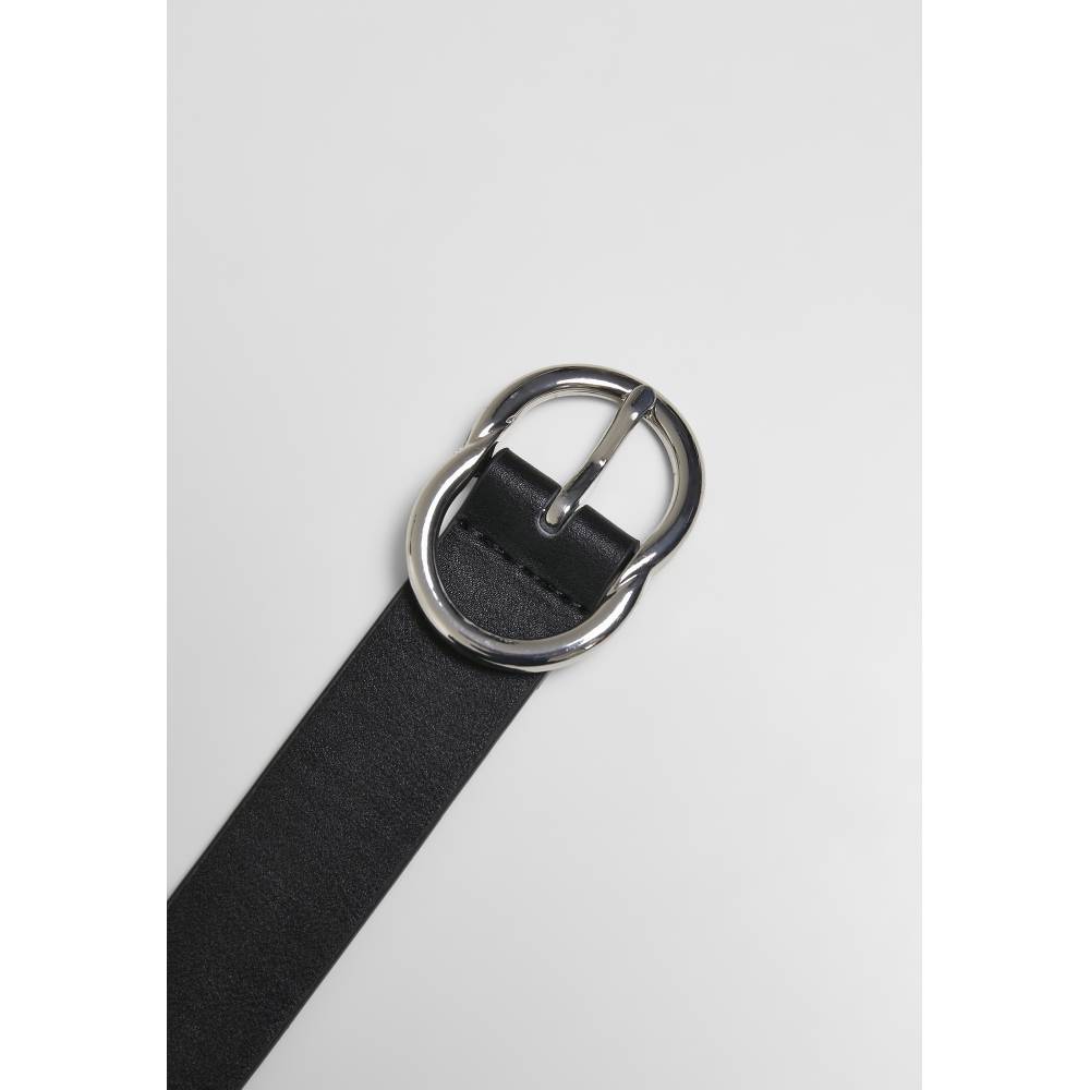 Urban Classics - Small Ring Buckle Riem - Zwart/Zilverkleurig